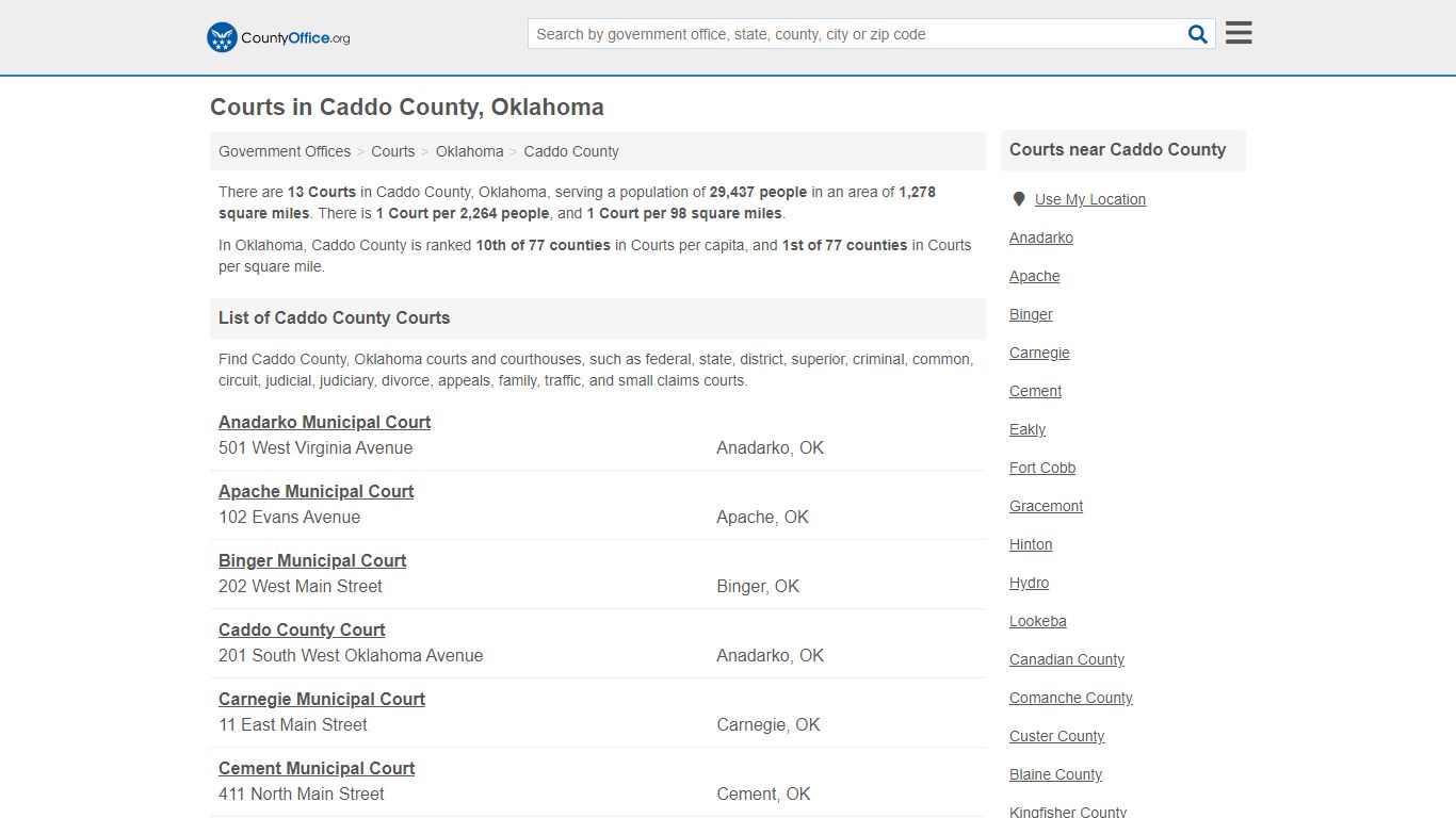 Courts - Caddo County, OK (Court Records & Calendars)