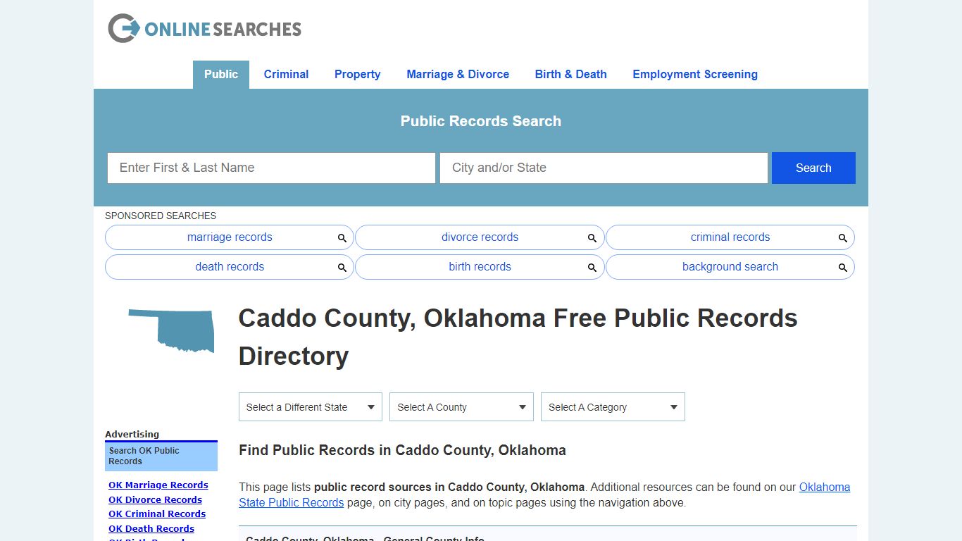 Caddo County, Oklahoma Public Records Directory